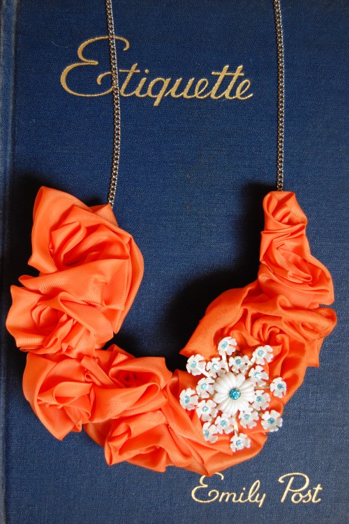 orange crush floral garland necklace, $90